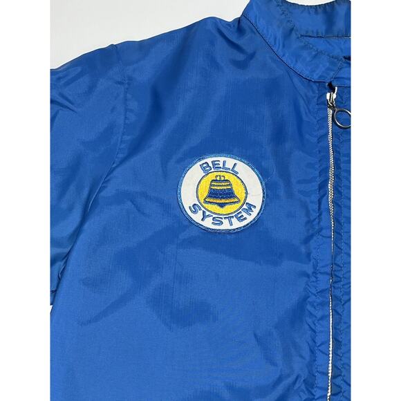 VINTAGE BELL SYSTEM BLUE YELLOW WHITE RACING JACKET SIZE MEDIUM FLEECE LINED - Picture 2 of 10